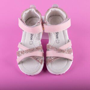 Girls Pink Leather Sandals. Size 10